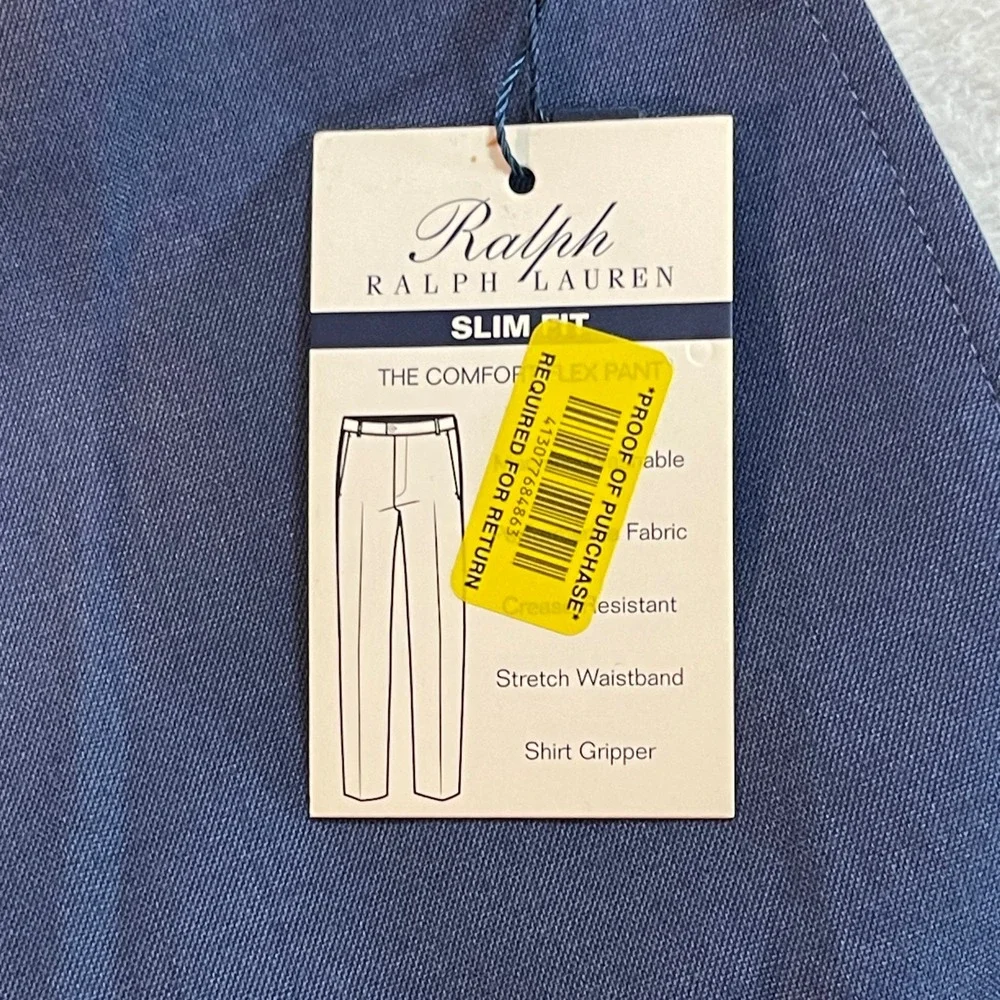 Ralph Lauren Comfort Flex Slim Fit Pants Mens 36x32 Blue Performance Dress Slack